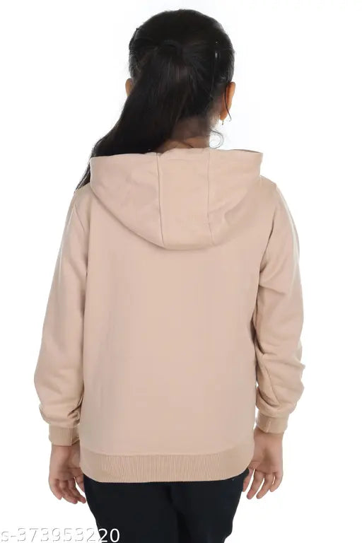 Cotton trendy hoodie sweatshirt for kids, solid color with long sleeves, stylish comfort for fashionable girls