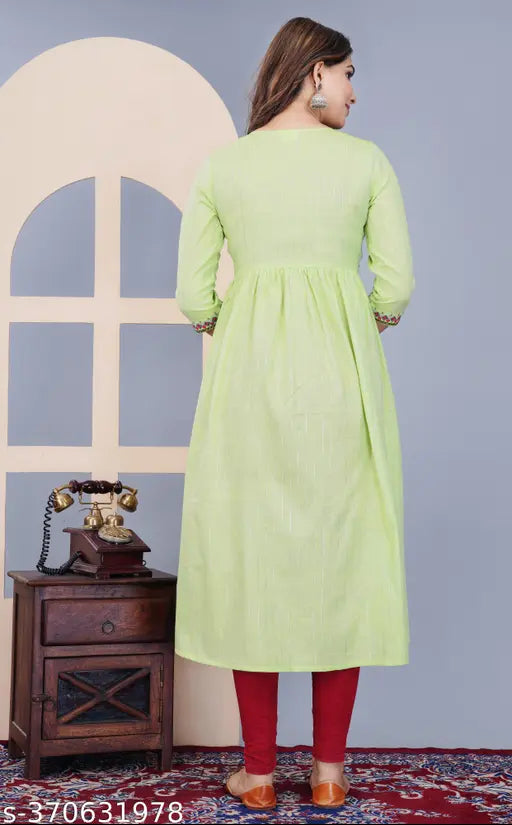 Rayon slub embroidered anarkali kurta by PRIYA FASHION for festive, solid combo, three-quarter sleeves