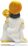 Polyresin white Hanuman Ji Murti, small 3-inch statue for car dashboard or home decor