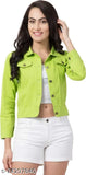 Three-quarter sleeve solid cotton twill women's jacket, natural fabric for fashionable comfort