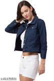 Solid denim long sleeves women's jacket from India