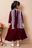 Velvet lehenga choli set for kids, embroidered silk dupatta, three-quarter sleeves, variety of sizes from 6 months to 15 years, Indian children's fashion