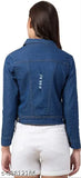 Blue denim casual jackets combo pack of 2 for women, solid pattern and long sleeves in denim fabric