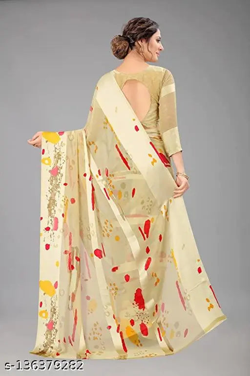 Yellow satin patta saree with unstitched blouse, suitable for casual or festive wear, perfect for bridesmaids or ethnic events