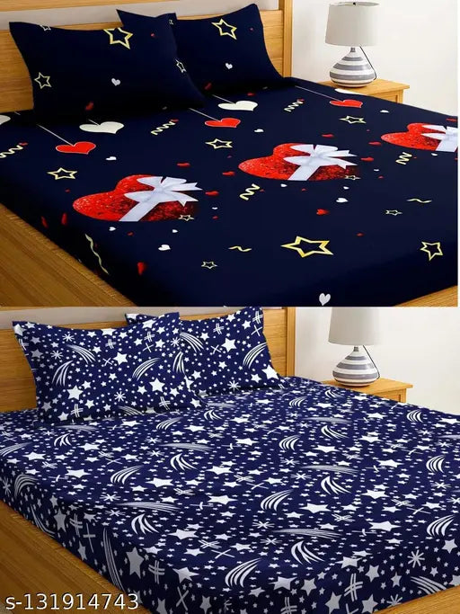 Microfiber kids' summer bedsheets combo pack (2 sets, 4 pillow covers), romantic print design
