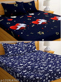 Black and blue galaxy print children's bedroom sheets and pillowcases set of 2 combo pack