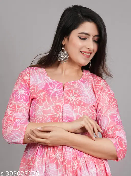 Pure cotton three-quarter sleeve kurtis, printed combo in vibrant Indian patterns. Perfect for M, L, XL, XXL women's regular wear. Modern, comfortable, and stylish clothing designed to keep you on trend