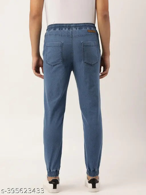 Light Blue Cotton Blend Slim Jeans for Men - IVOC Brand, size 28-36
