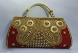 Gold embroidery, red and gold sequins, clutch for girls and women, royal design, wedding clutch