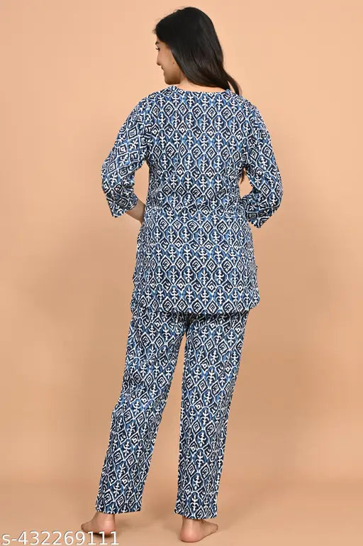 Rayon night suit, trendy stylish fashionable attractive printed pajamas for women, India origin