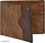 Brown PU mini leather wallet, 8 card slots, artisan crafted accessory