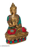 Multicolor stone design brass Buddha statue from India