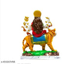 Marble Goddess Durga Mata for Car Dashboard, temple puja murti, home decor and office showpiece. Multicolor marble deity, 8 cm x 5 cm x 14 cm dimensions