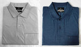 Ash grey navy melange combo half sleeve polo with pocket, cotton blend for casual wear