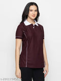 Striped polyester dry fit Lycra polo t-shirt for women (XL), comfortable plus size fitness apparel from India