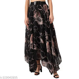 Shiva brown flower long dress, printed net Georgette fabric, Indian-made evening wear