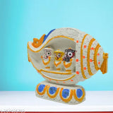 Ceramic Shankh Shell Krishna Idol - 2.5cm length, 9.5cm height, 13cm breadth, handcrafted from India
