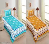 Attractive single bed cotton bedsheets combo pack, botanical print, superfine quality, 180 thread count, ideal for summer, VNV Creation