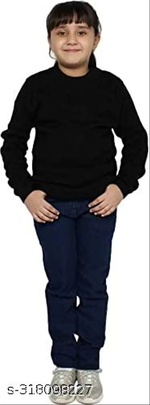 Black woolen full sleeve high neck kids’ thermal top pack of 2.