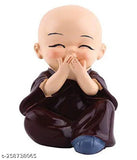 Multi-colored polyresin baby monk set of 4 decorative showpieces, 4cm in height