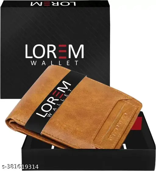 Tan faux leather men's wallet, stylish and durable with 8 card slots, zipper coin box, and removable card holder