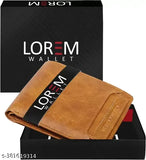 Tan faux leather men's wallet, stylish and durable with 8 card slots, zipper coin box, and removable card holder