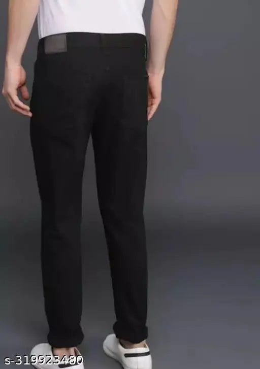 Black cotton slim fit jeans men's