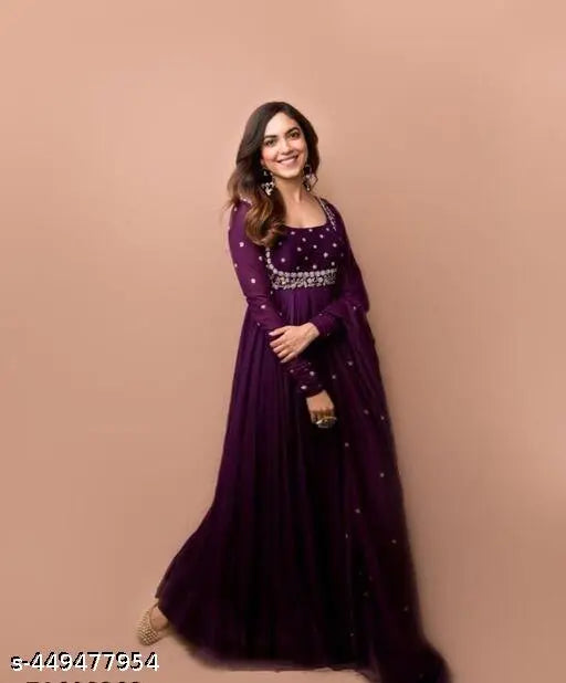 Art Silk long-sleeved embroidered blouse, Indian women's fashion with varying sizes: S-XL