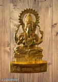 Gold Ganesh figurine, 11cm tall, brass finish
