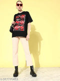 Womens black oversized graphic t-shirt