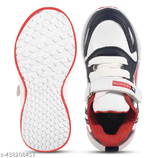 White and red walking shoes with velcro straps