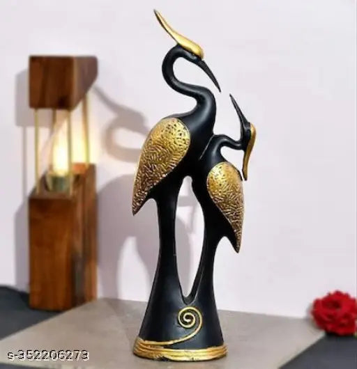 Resin duck-swan kissing showpiece, large size for home decor. Elegant table decor item, handcrafted in India