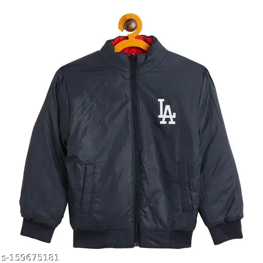 Blue jacket with Los Angeles logo and zip closure