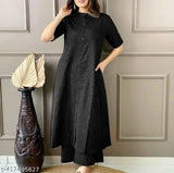 Women's solid cotton co-ord set Kurta & Palazzos, three-quarter sleeves, India-made women's clothing for various sizes S-XXXL