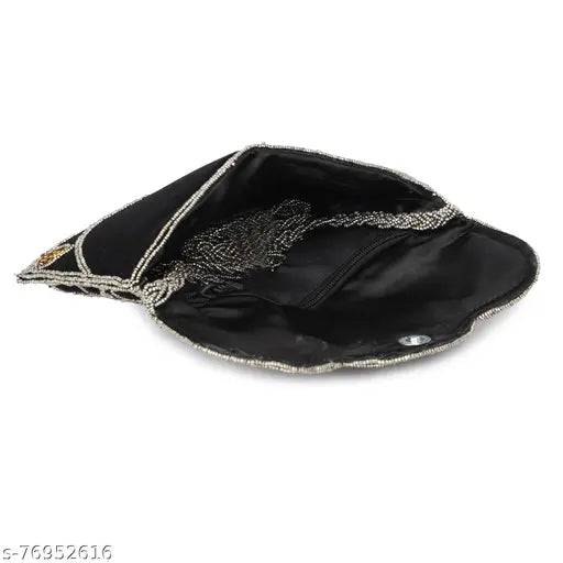 Multicolored embroidered fabric clutch purse, multiple pockets and compartments