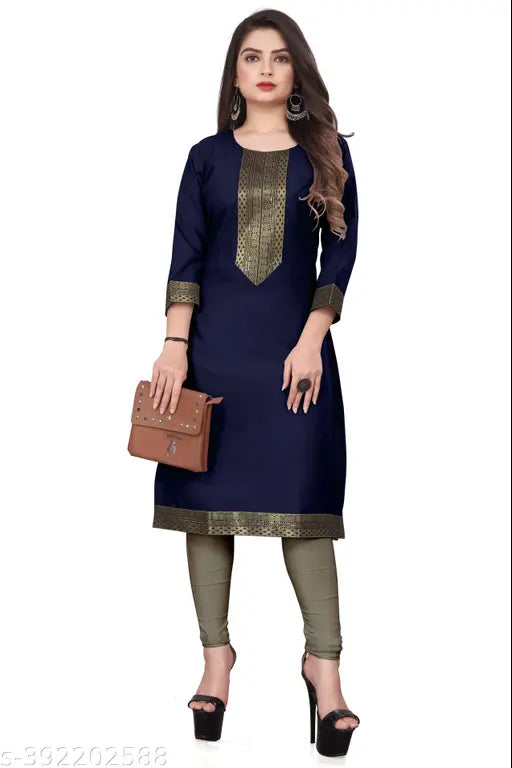 Embroidered cotton kurti, Myra Drishya, three-quarter sleeves, Indian ethnic wear, XS-5XL