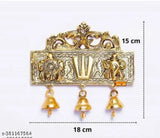 Golden aluminum Tirupati Balaji Shankh Chakra Tilak with Hanuman ji symbol II, ornamental showpiece - 15 cm (Vastu compliant)