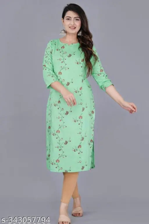 Rayon printed trendy maternity kurta with three-quarter sleeves, ideal for expectant mothers. Indian origin
