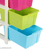 5-tier modular plastic drawer system for home office, hospital, parlor school or doctors home and kids product with colorful bins and a total capacity of approximately 1450 cubic centimeters when fully assembled, dimensions: 27cm (length) x 32cm (width) x 85cm (height)