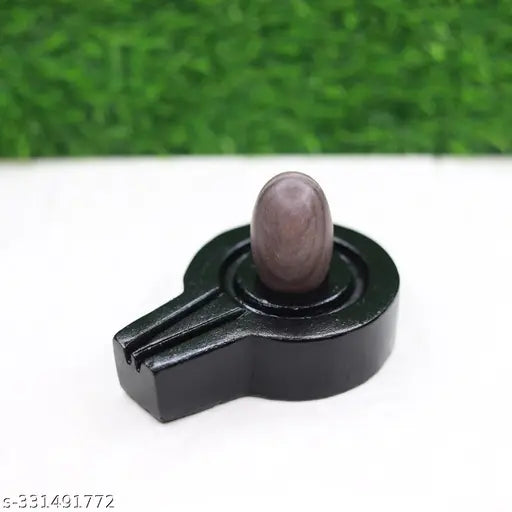Marble Narmadeshwar Shivling, 1.5-inch Shivling with 3-inch Jaladhari, sacred home decor item for spiritual practices