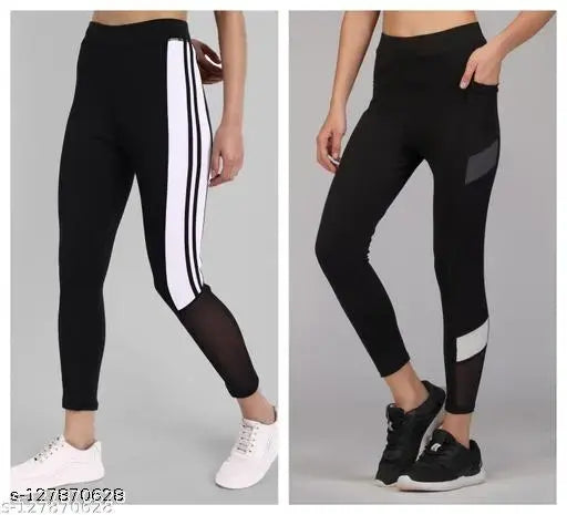 Striped modal jeggings for women, best for gym & casual wear - KRONMENIEN stretchable lycra jegging, size 24-44