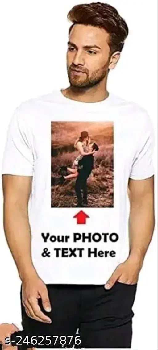 Men's printed polyester t-shirt, short sleeves, Made in India