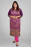 Embroidered pashmina silk kurti for women, casual wear, plus size fit