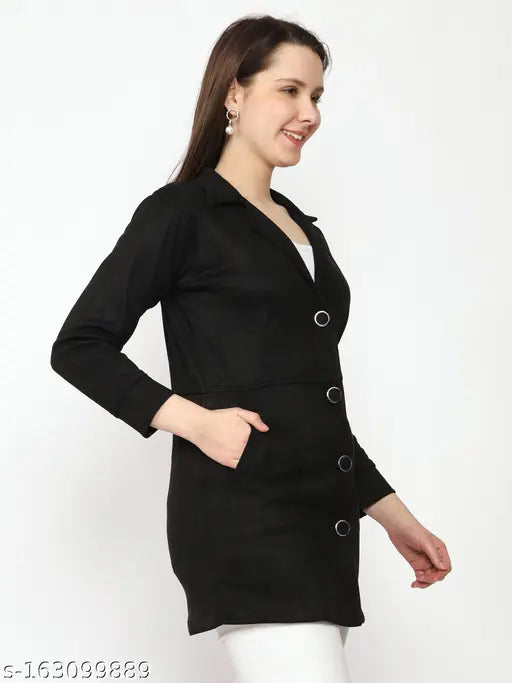 Black blazer jacket, short sleeves, belted waist