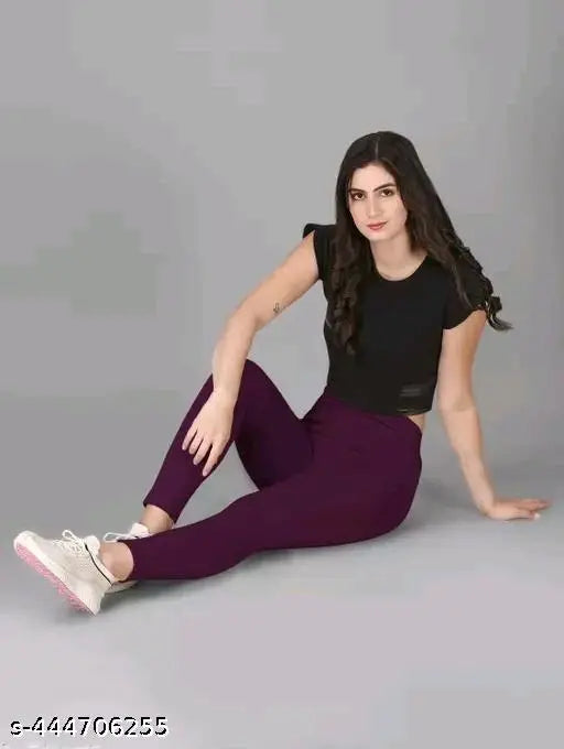 Grey Lycra activewear trackpants for women's gym, yoga, or running. Comfortable 4-way stretch with one side pocket