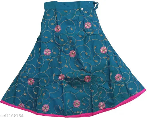 Taffeta silk Lehenga-Choli sets for kids, embellished with zari embroidery & diamond work, in net Dupatta with four side lace. Indian handcrafted traditional wear