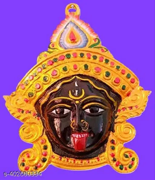 Metal Maa Kali idol, protective Nazar Battu wall hanging, 13cm x 15cm x 0.5cm, ideal for home or office decoration & evil eye prevention