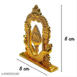 Golden color Murugan Vel with Peacock and Arch (6cm) metal automobile showpiece for car dashboards, pooja rooms, and office rooms