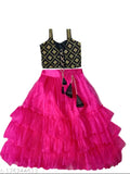 NEW Kids Wear taffeta silk & net lehenga-choli set, floral embroidered, sleeveless, 12-8 years sizes available, India origin