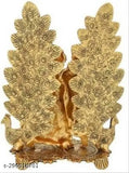 Metal Radha Krishna playing flute and peacock idol set, size L-B-H-12x8x13, for home, temple, office or gifting, symbolizing luck, happiness, and prosperity